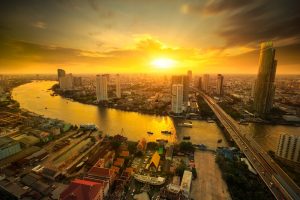 Chao Phraya River in Bangkok at sunset