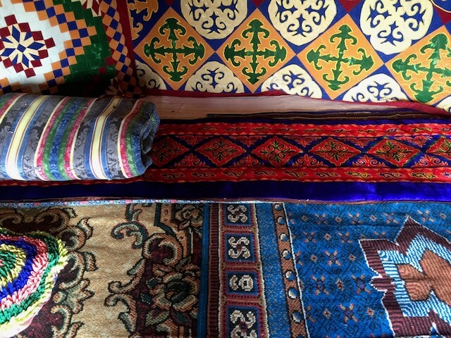 Inside a yurt: carpets