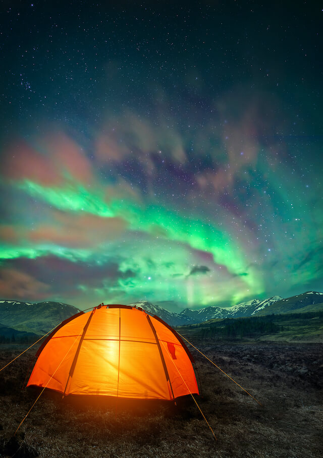 Northern lights camping budget destination