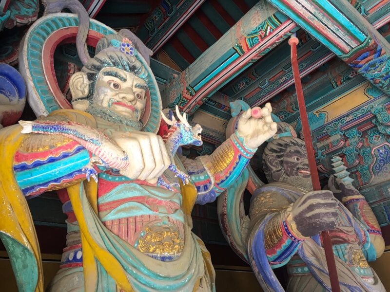 Renovated statues at Bulguksa Temple in Gyeongju, Korea