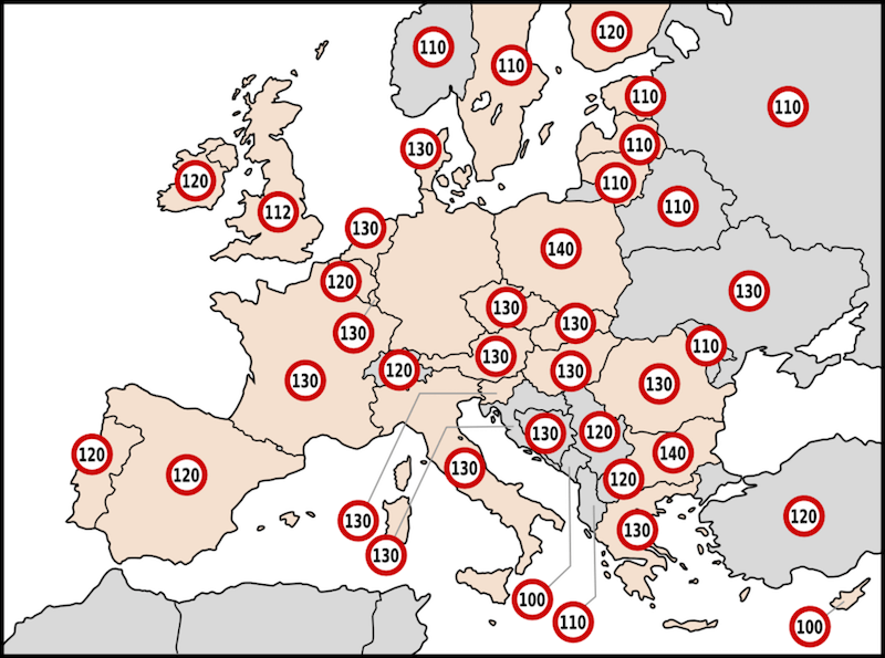 EU speed limits graphic