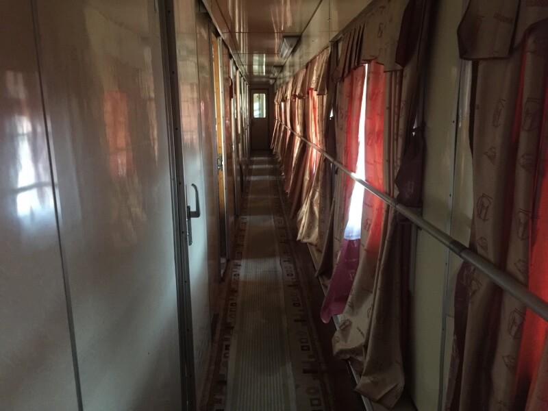 Corridor of the night train from Bucharest to Chisinau