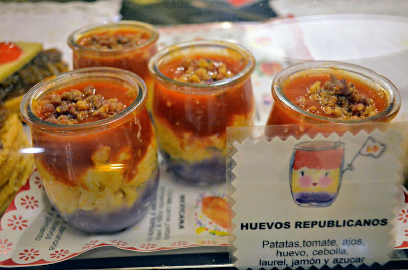 one of the more original Spanish tapas dishes: typical of Zaragoza are huevos republicanos
