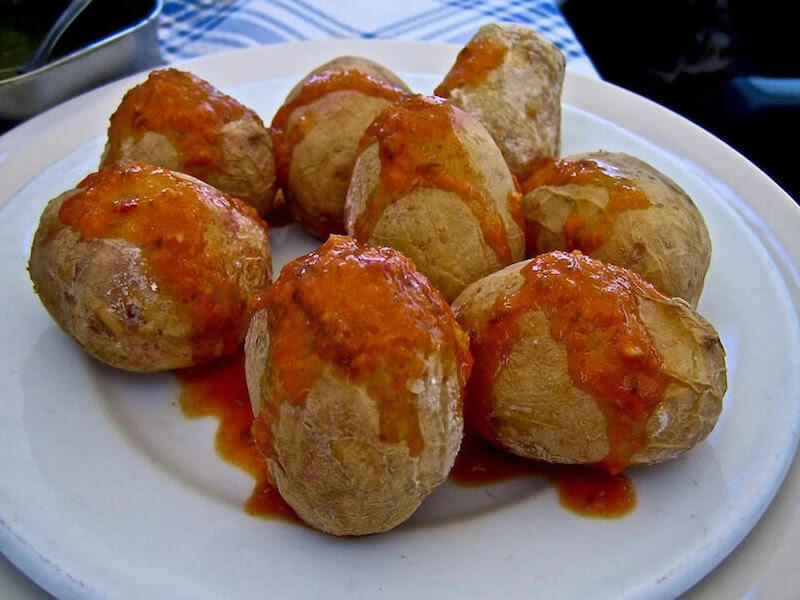 unusual tapas examples - wrinkled potatoes are one of many spanish vegetarian tapas