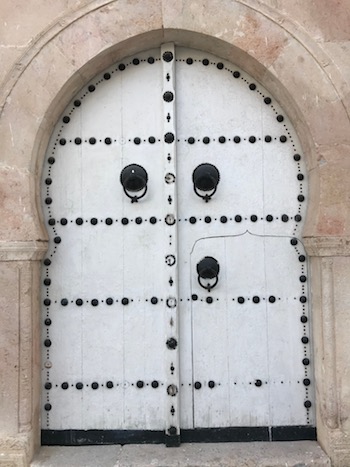 White door in Tunis medina