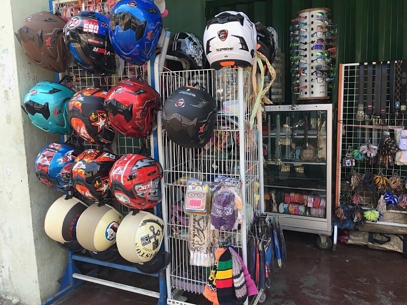 Shop selling motorbike helmets in Dili, East Timor