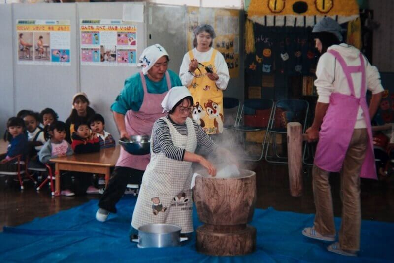 Rice pounding ceremony in Japan