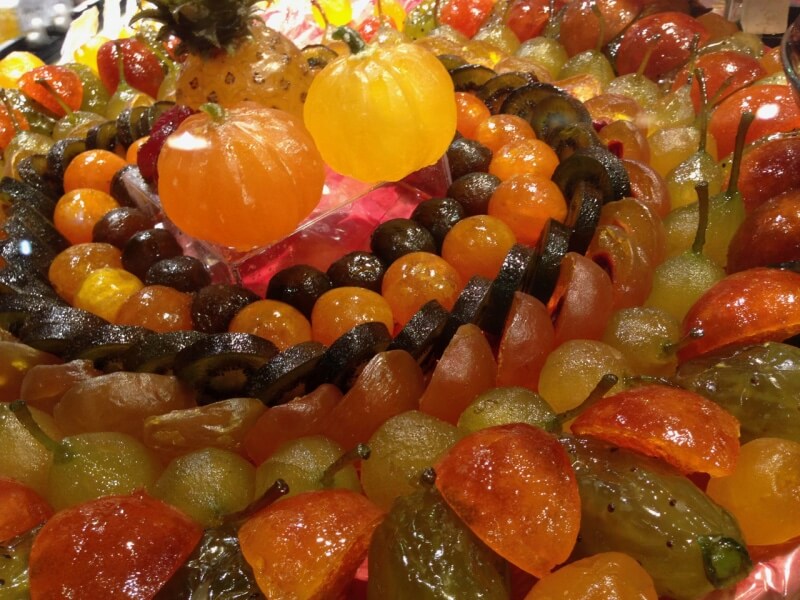 Lyon France food - candied fruit at Les Halles