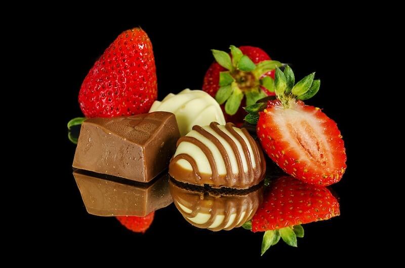 Delicious fruits and chocolate