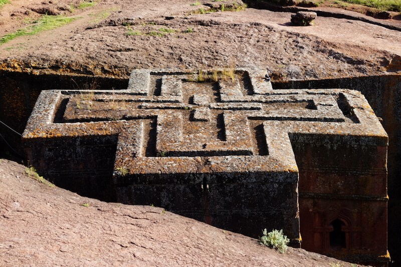 Stone-carved church in Ethiopia