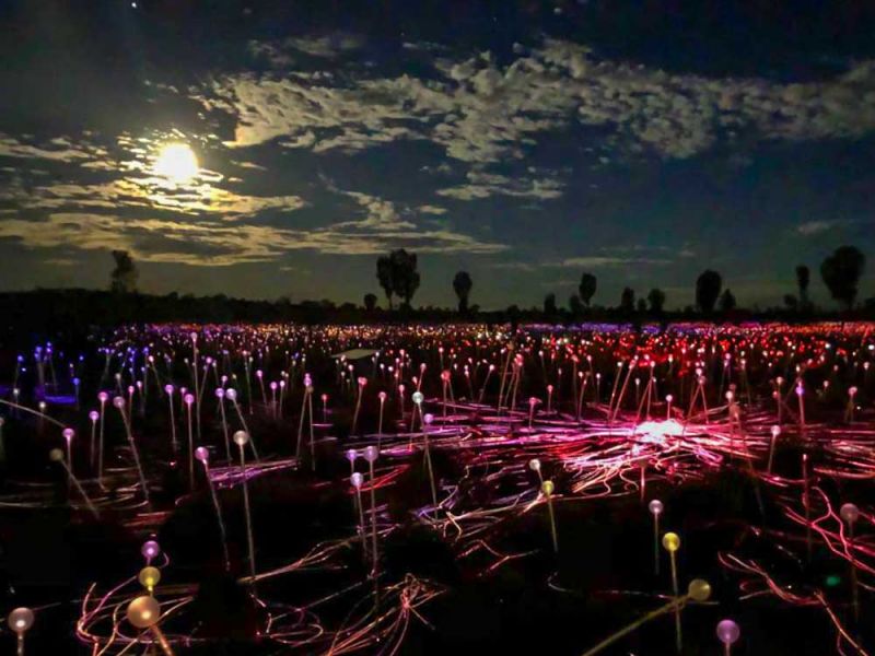 Lights at Uluru at night