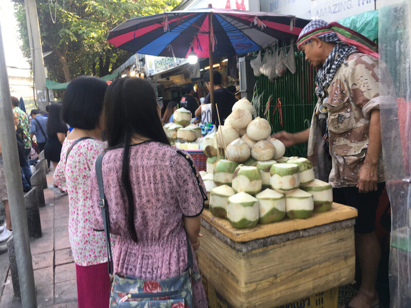Various types of coconut on sale in Bangkok
