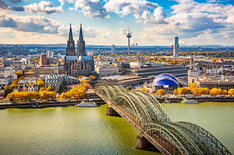 Eurail passes will carry you across Europe - here, arriving in Cologne