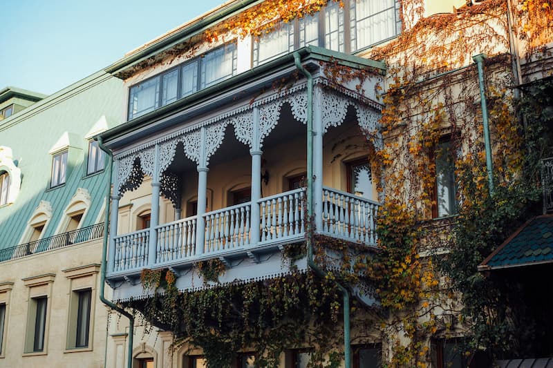 Solo travel Georgia: traditional Tbilisi balcony