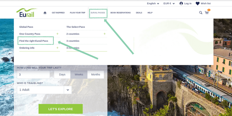 Screenshot Eurail - how to choose the right train pass
