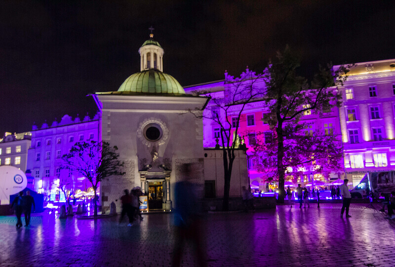 Best Krakow places to visit include light show on main market square