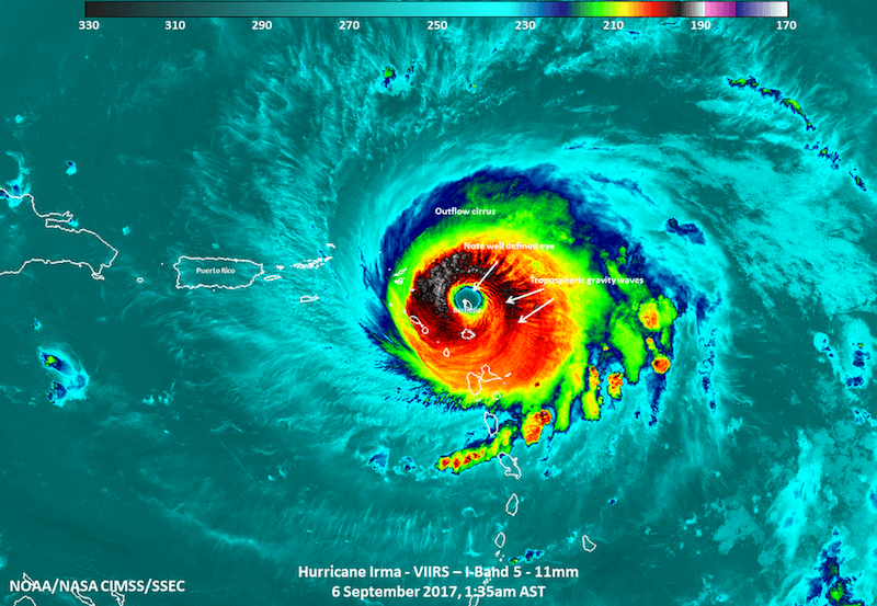 Natural disaster survival - Hurricane Irma satellite photo