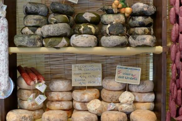Food tourism Italian cheese in the market
