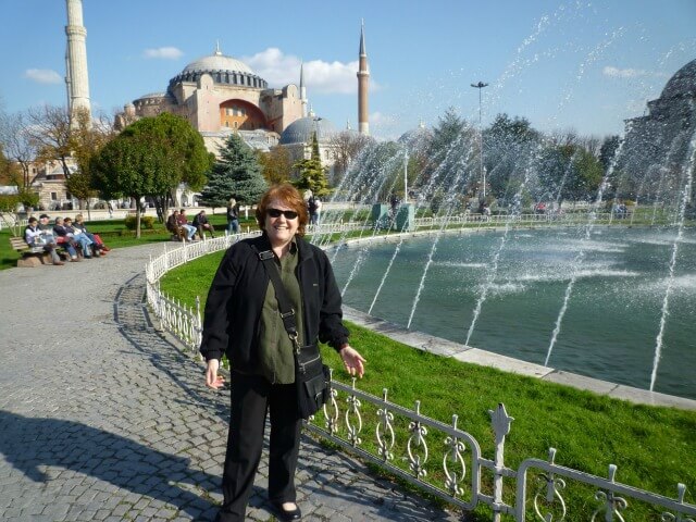 Tourist enjoying the late winter sunshine in Istanbul