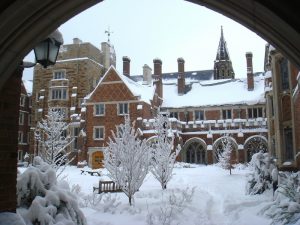 Yale university under the snow