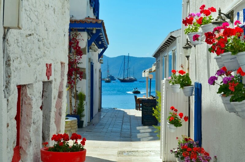 female travel to Turkey - side street in the city of Bodrum