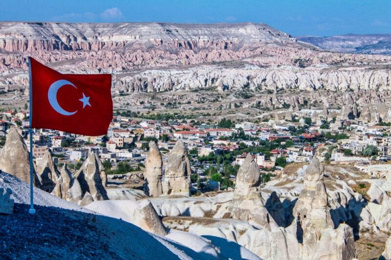 female travel to Turkey - a view of the valley of Cappadocia