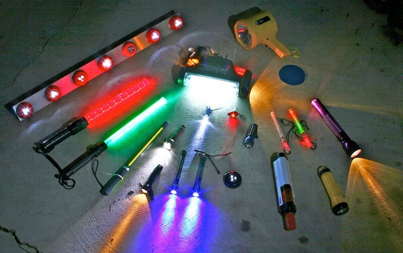 Collection of different flashlights