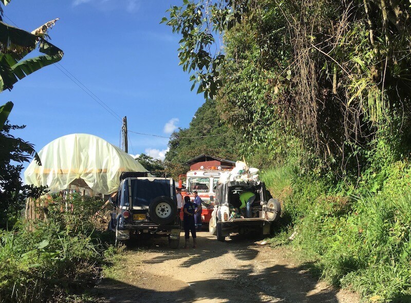 Mountain roads in coffee region of Tolima Colombia