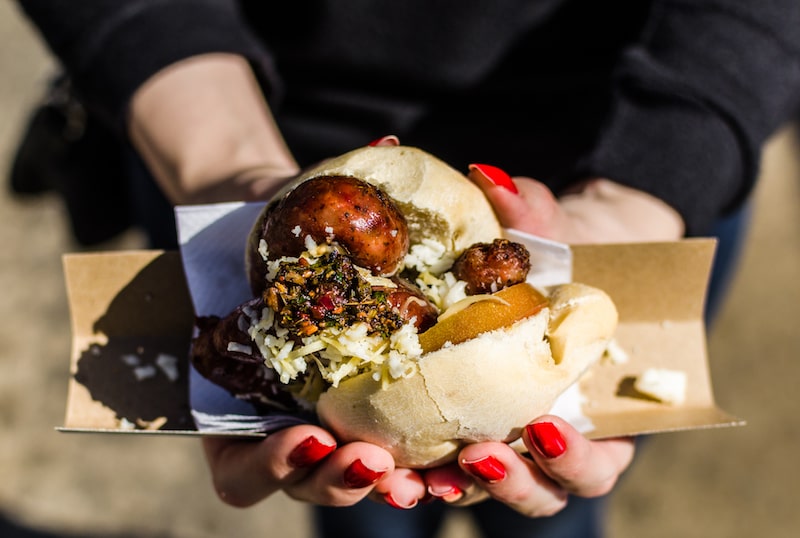 Choripan street food in Buenos Aires