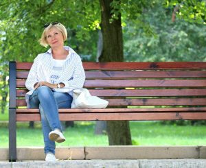 woman sitting on a bench