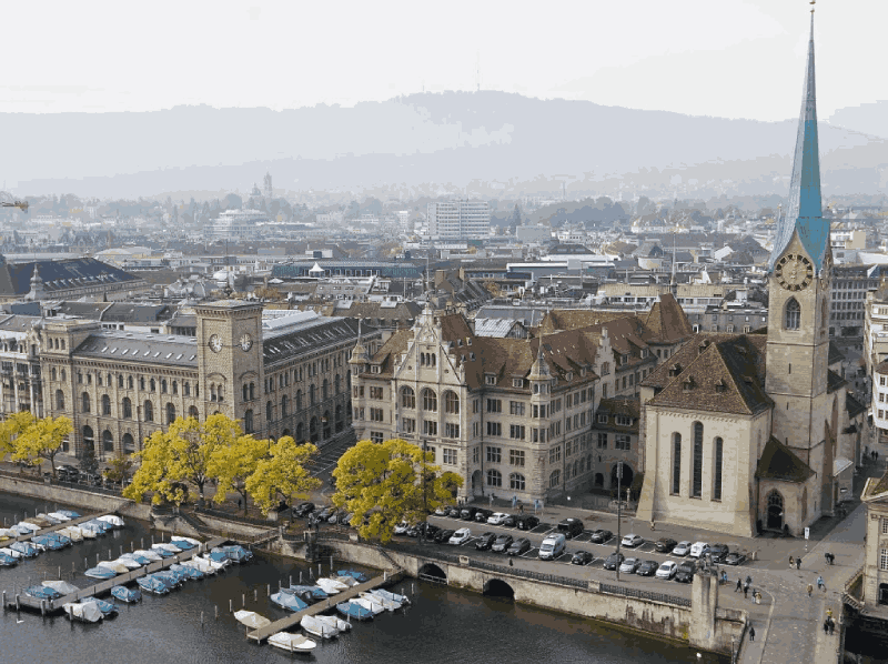 solo travel Zurich - an aerial view of the city