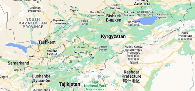 Kyrgyzstan on map