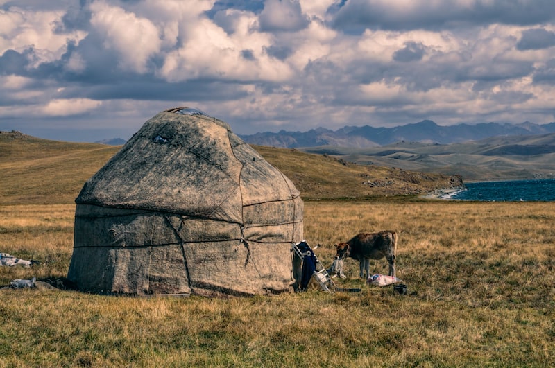 Yurt near Lake Song Kol, in the mountains of Kyrgyzstan