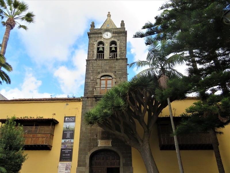 Church steeple of La Laguna de San Cristobal, in Spain's Canary Islands