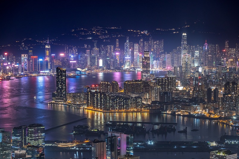Hong Kong harbor at night